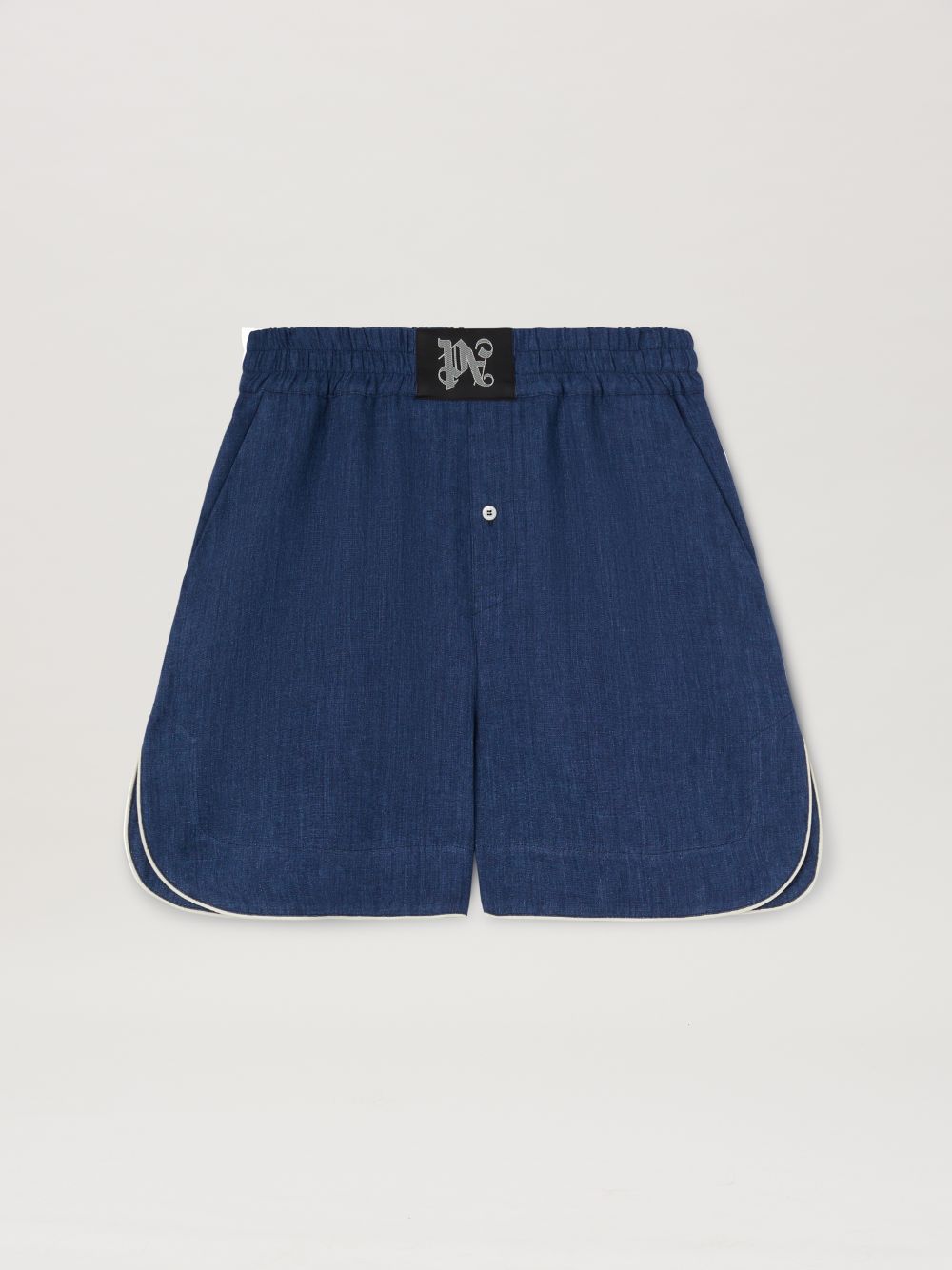 Palm Angels Monogram Linen Boxer Shorts In Blue
