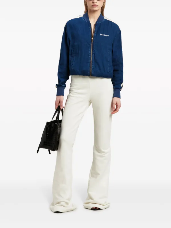 Palm Angels Chambre Denim Bomber Jacket | Blue | FARFETCH Palm Angels Chambre Denim Bomber Jacket | Blue | FARFETCH