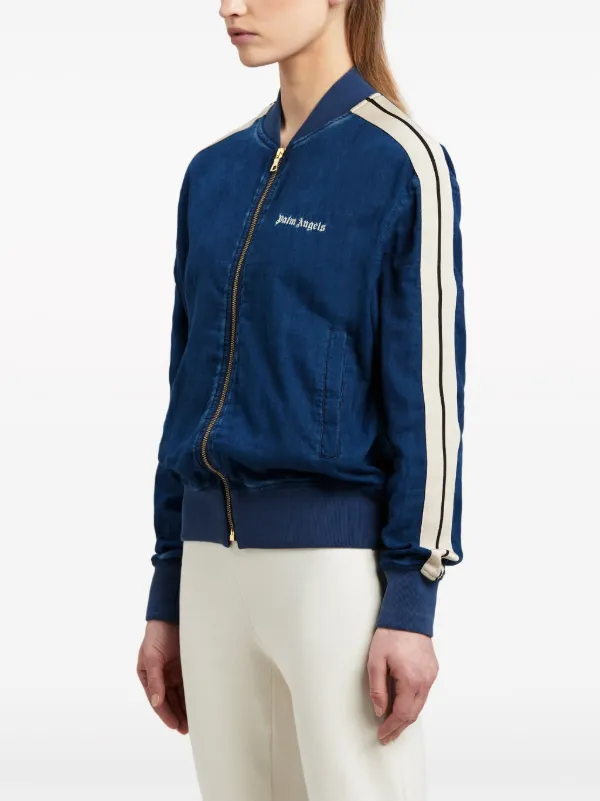 Palm Angels Chambre Denim Bomber Jacket | Blue | FARFETCH Palm Angels Chambre Denim Bomber Jacket | Blue | FARFETCH