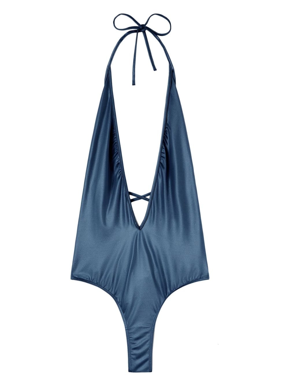 Palm Angels Metallic-effect V-neck Swimsuit In Blue