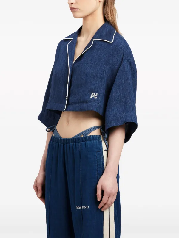 上品な Monogram Angeles Palm Linen Crop Denim トップス