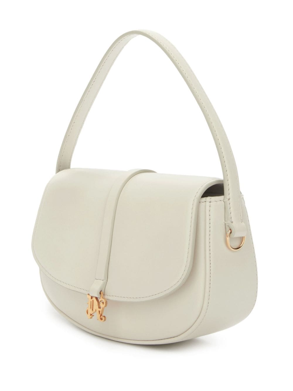 Shop Palm Angels Lockbag Leather Shoulder Bag In Neutrals