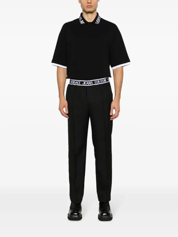 Versace Jeans Couture ロゴウエスト スリムパンツ | ブラック