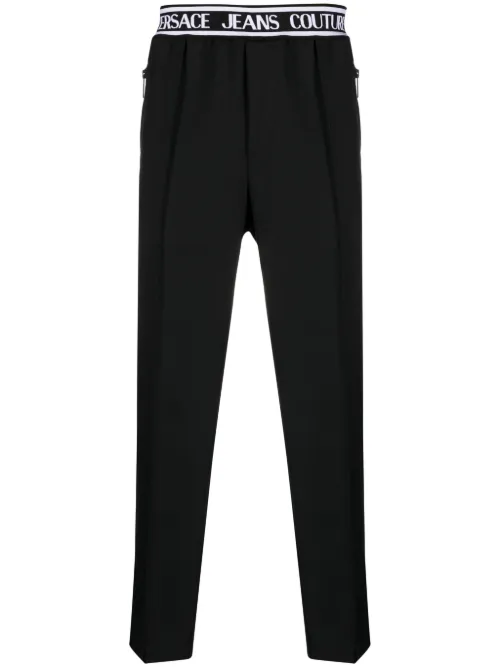 Pantalon slim à taille à logo - Versace Jeans Couture - Modalova