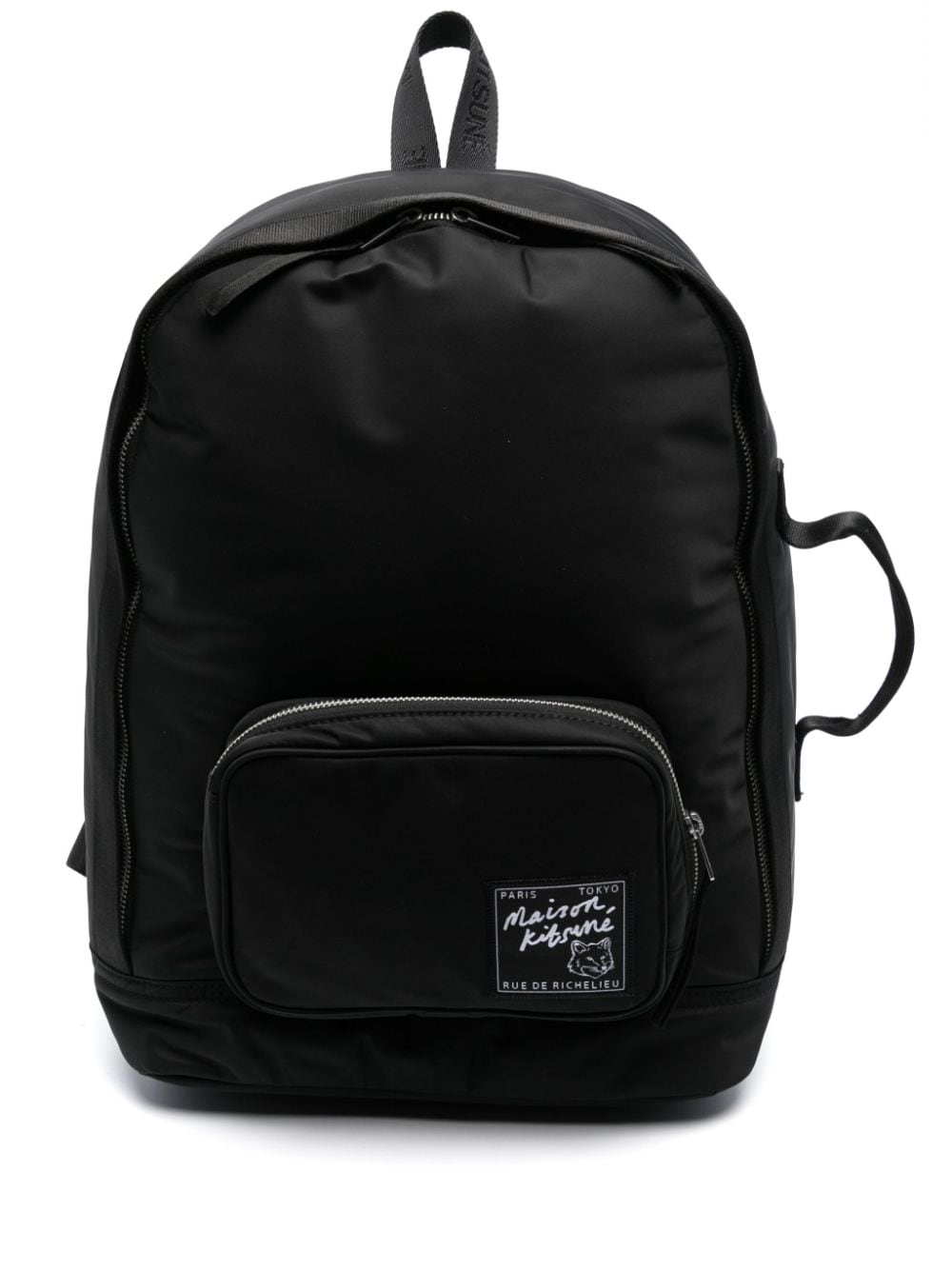 Shop Maison Kitsuné Logo-appliqué Zipped Backpack In Black