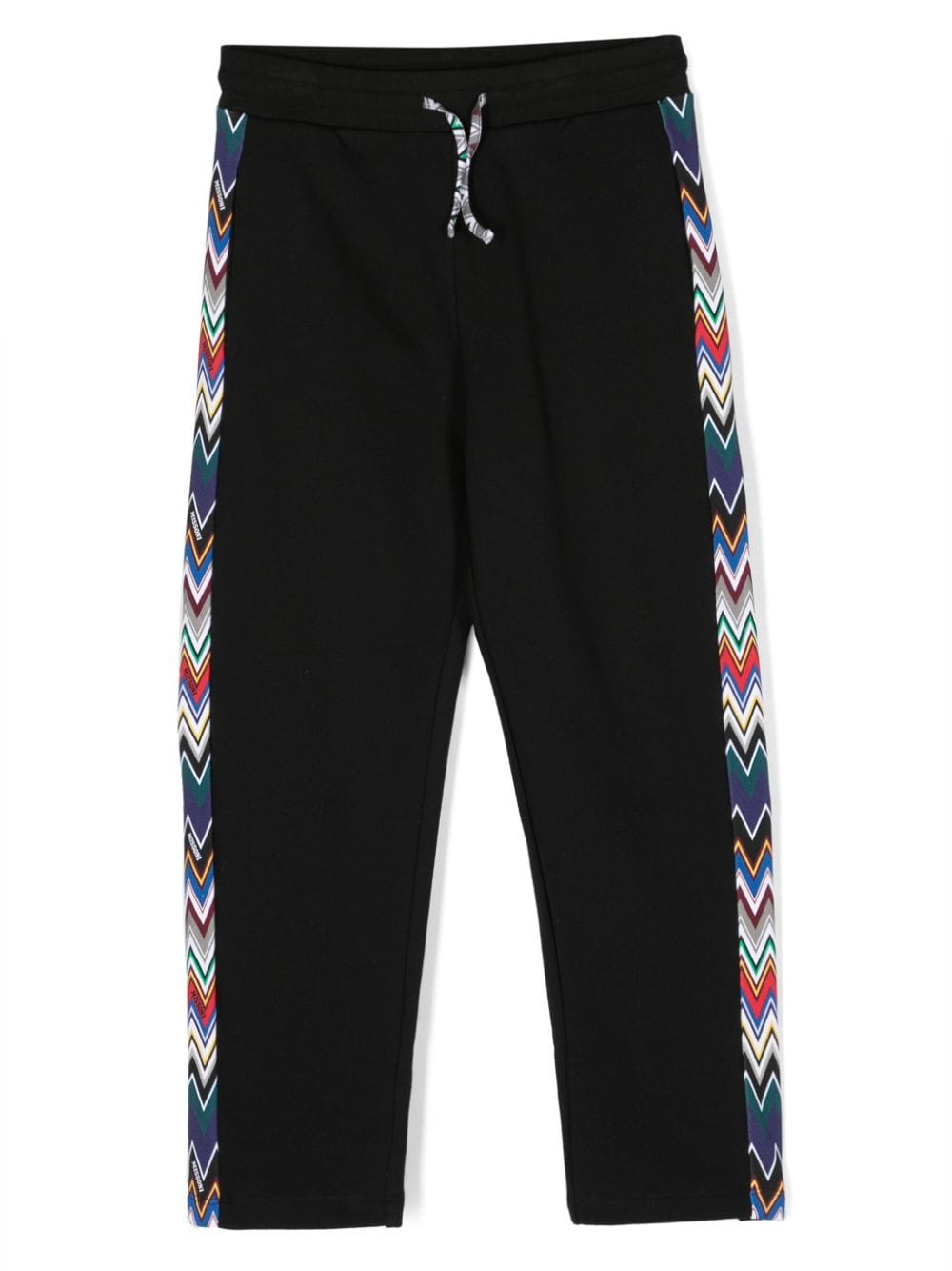 Missoni Kids' Zigzag-print Cotton Track Pants In Black