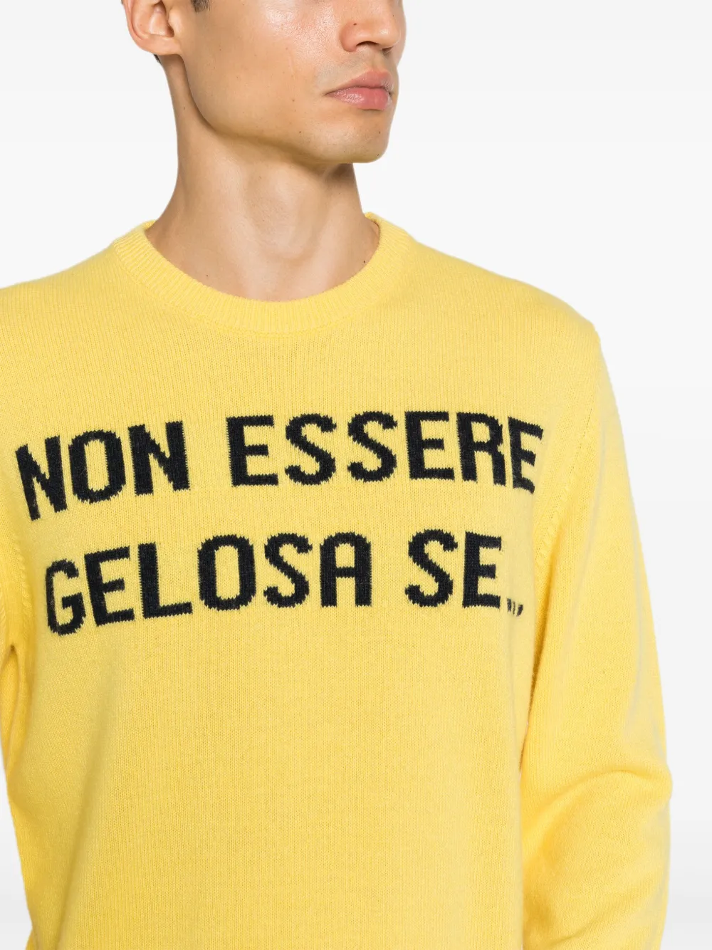 Mc2 Saint Barth Crew-neck Intarsia-knit Jumper In Yellow