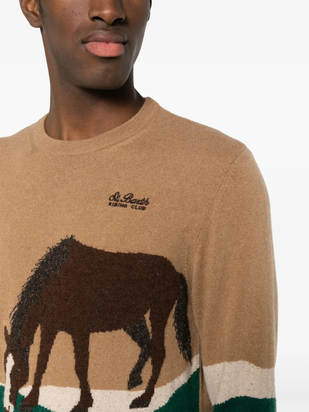Mc2 Saint Barth Donegal Riding Crew Neck Jumper In Brown