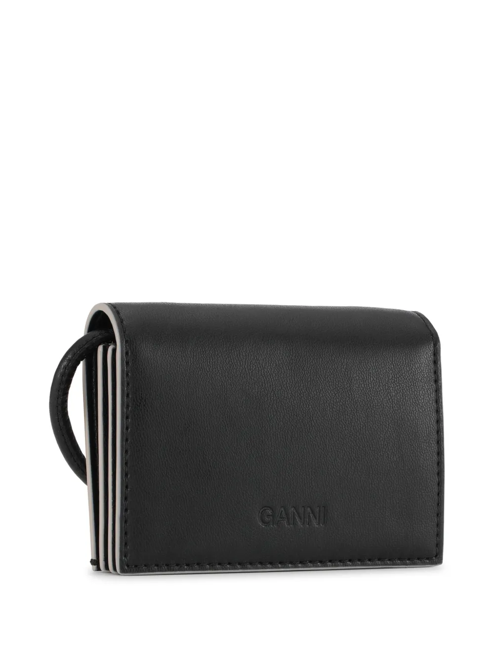 Shop Ganni Bou Logo-plaque Wallet In Black