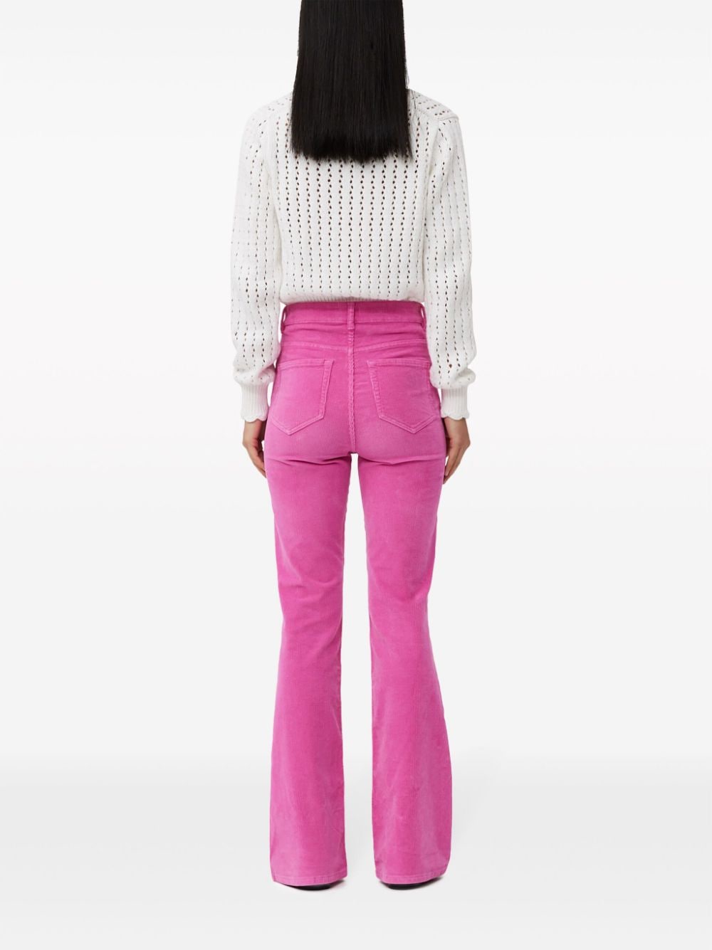 Shop Ganni Corduroy Organic-cotton Blend Flared Jeans In Pink