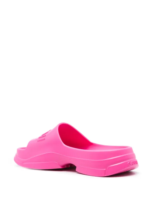 GANNI logo-embossed Chunky Slides | Pink | FARFETCH OM