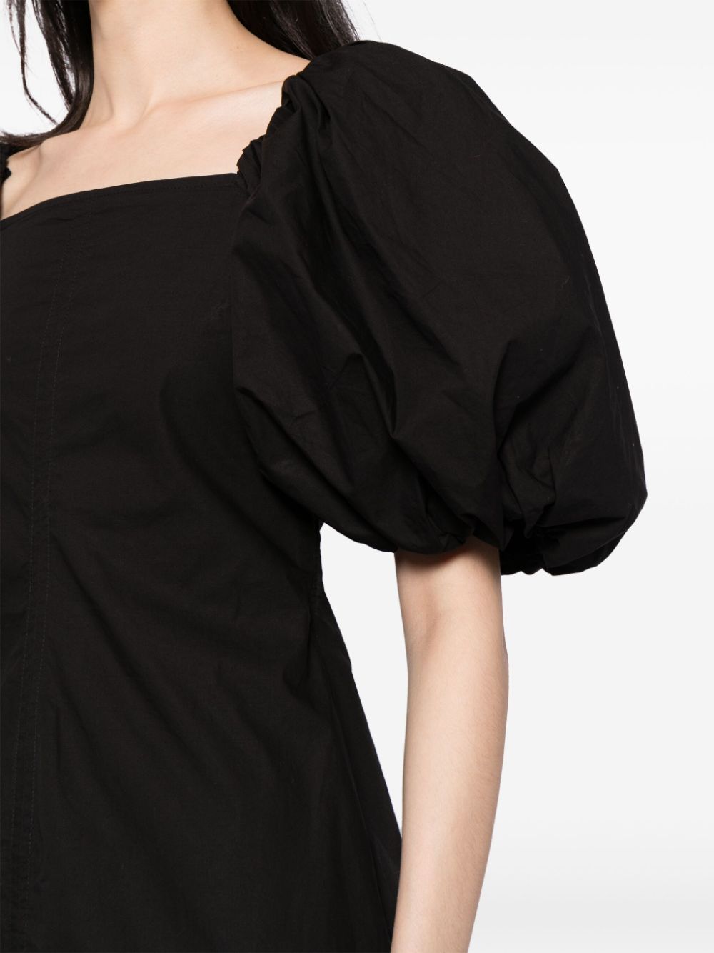 Shop Ganni Poplin-texture Organic-cotton Minidress In Black