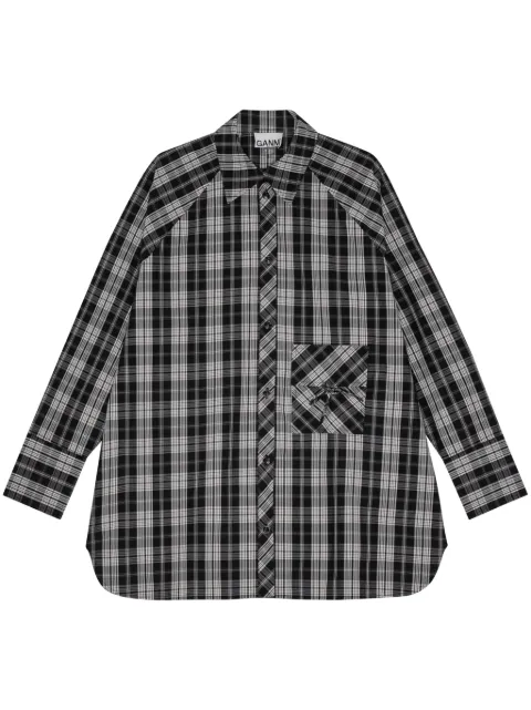 GANNI tartan-check organic cotton shirt 