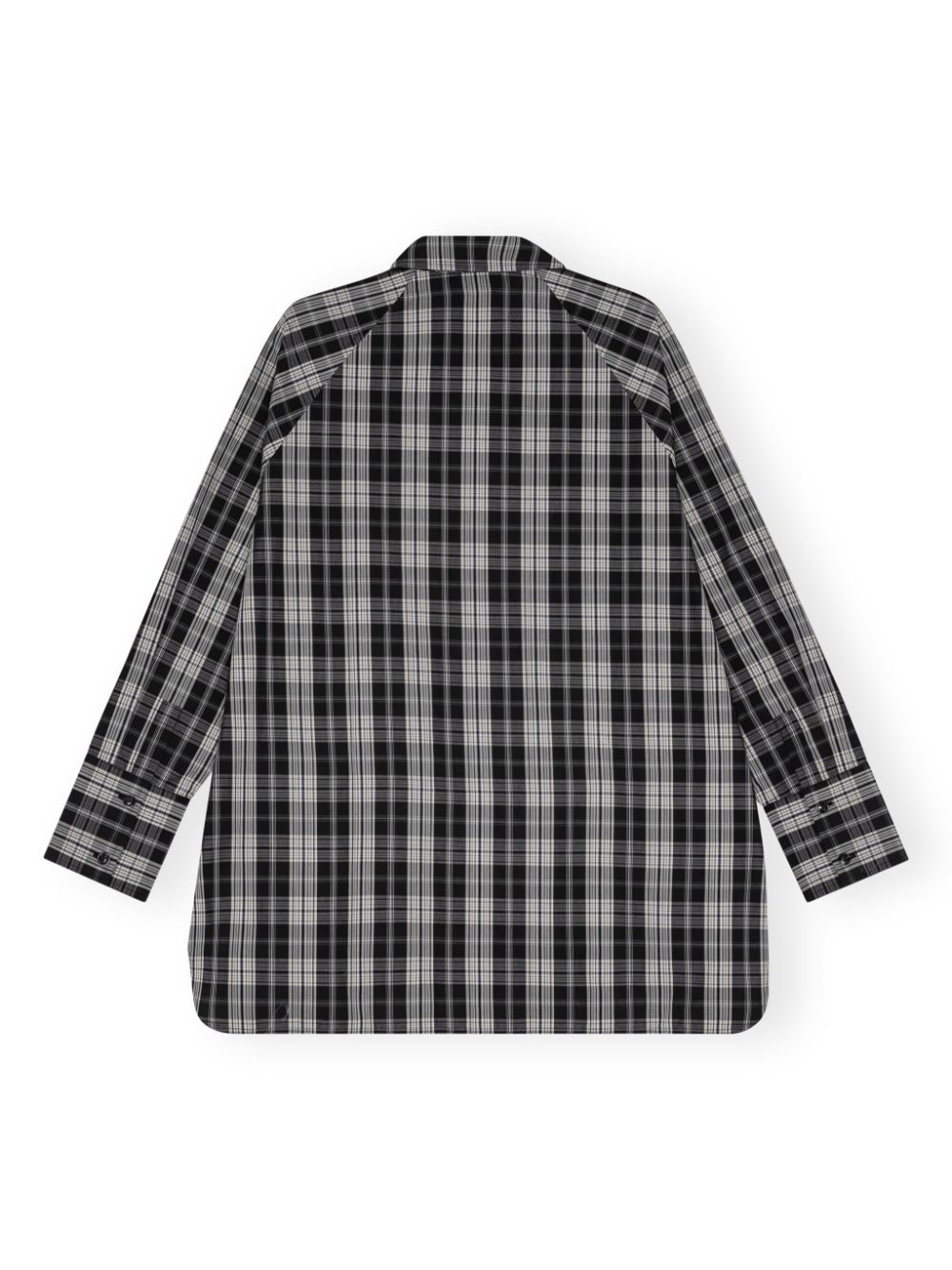 Shop Ganni Tartan-check Organic Cotton Shirt In Black