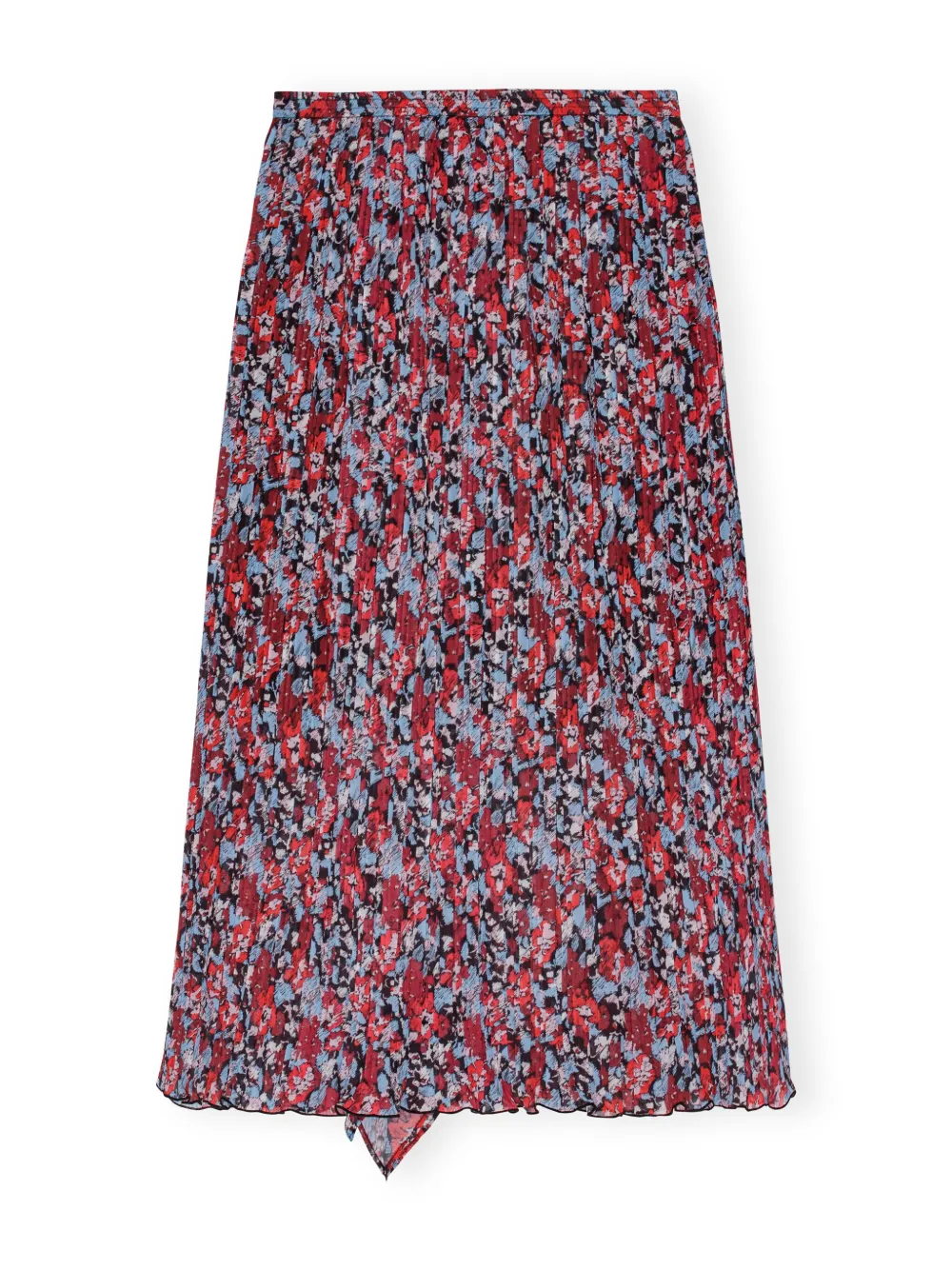 GANNI Midi-plooirok met bloemenprint Rood