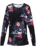 GANNI floral-print semi-sheer top - Black