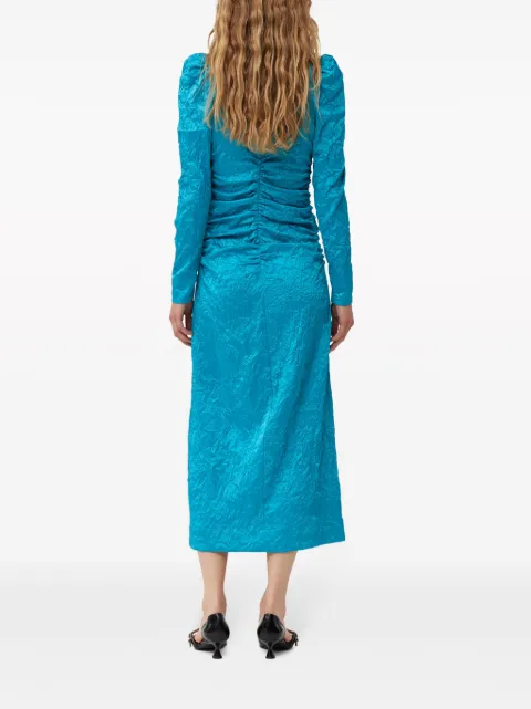 GANNI crinckled satin midi dress F8575 - 3