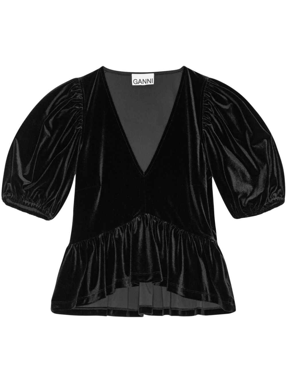 GANNI V-neck Velvet Blouse - Farfetch