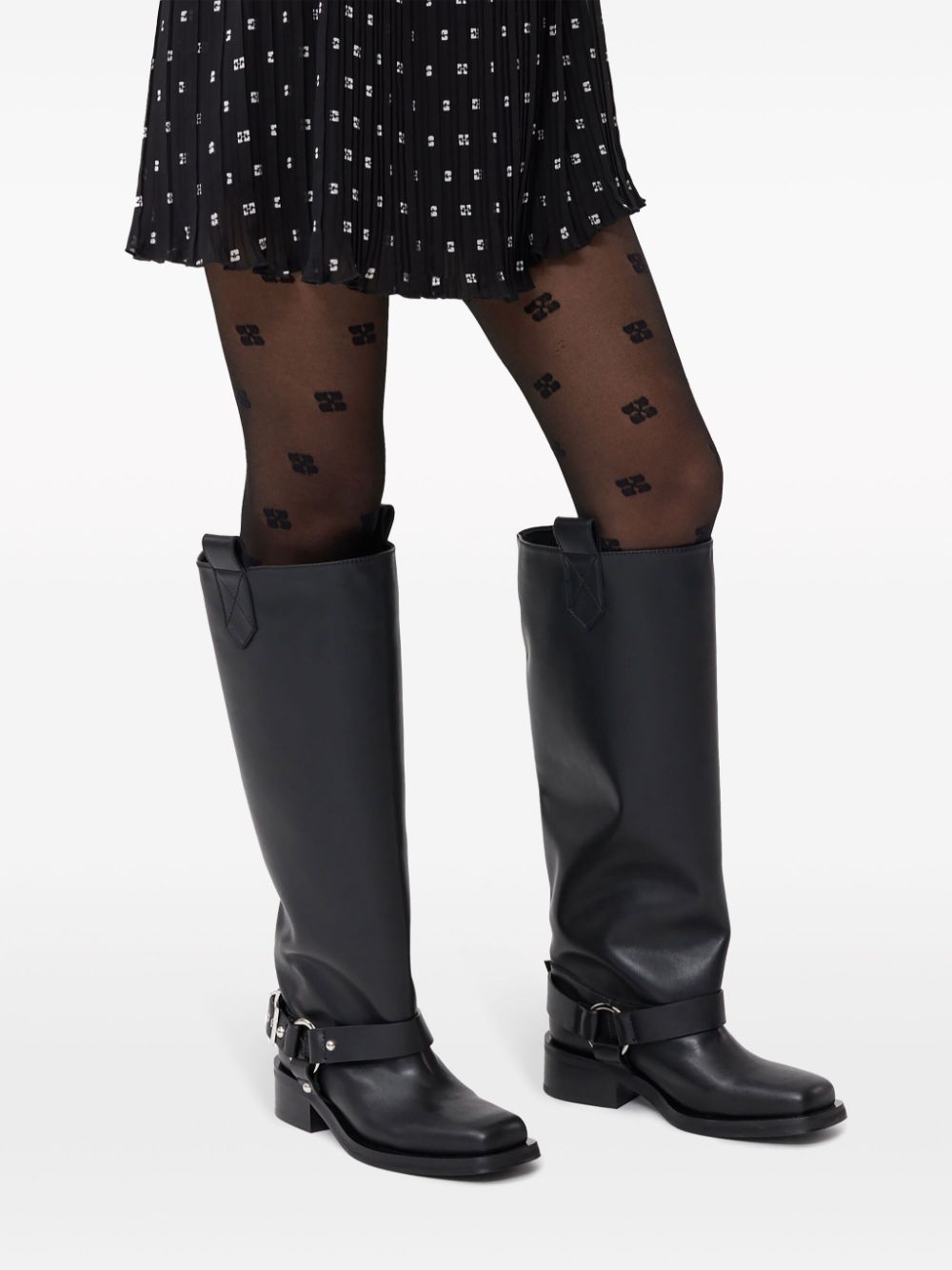 Shop Ganni Square-toe Mid-calf Boots In Black