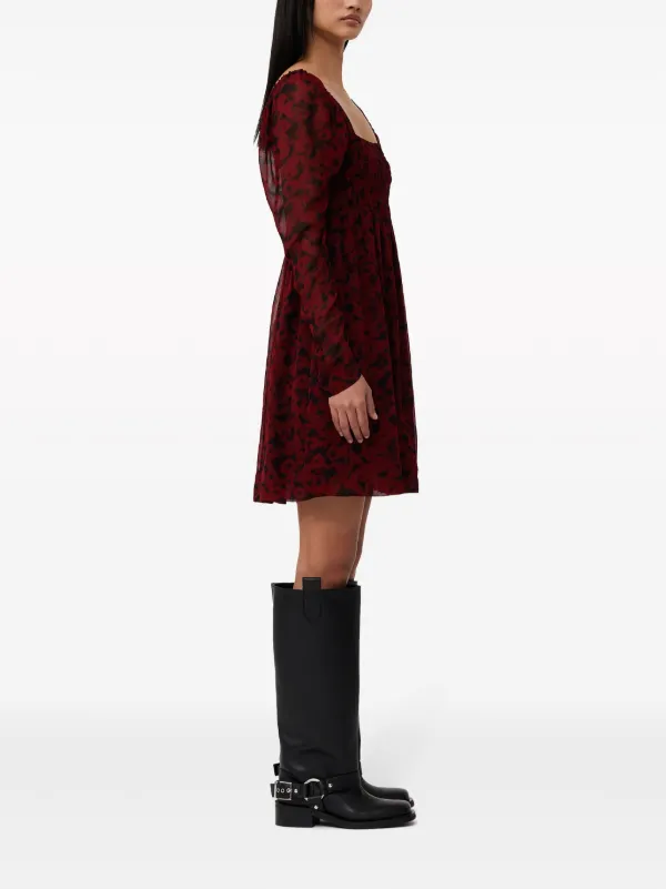 ganni georgette mini dress + NET SUSTAIN pleated leopard-print recycled-georgette mini dress - leopard print