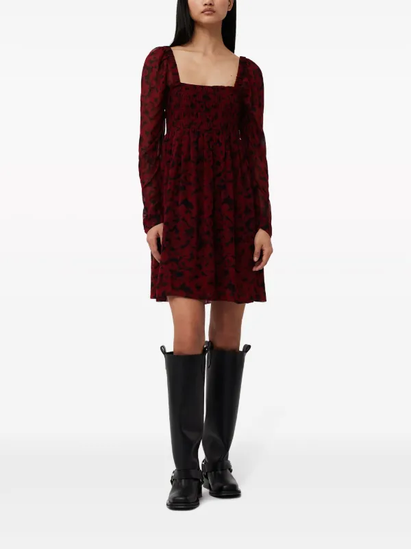ganni georgette mini dress Ganni + Pleated Georgette Mini Dress