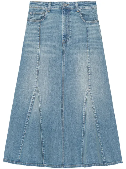GANNI logo-appliqué denim skirt