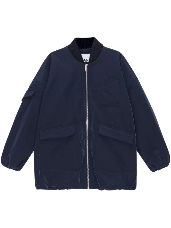GANNI Oversized multiple pocket Bomber Jacket Farfetch