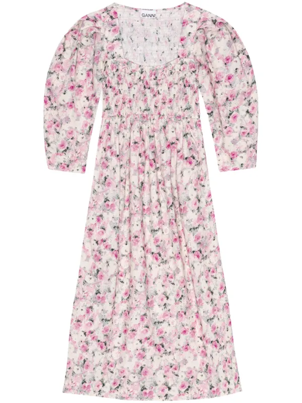 Ganni pink floral dress best sale