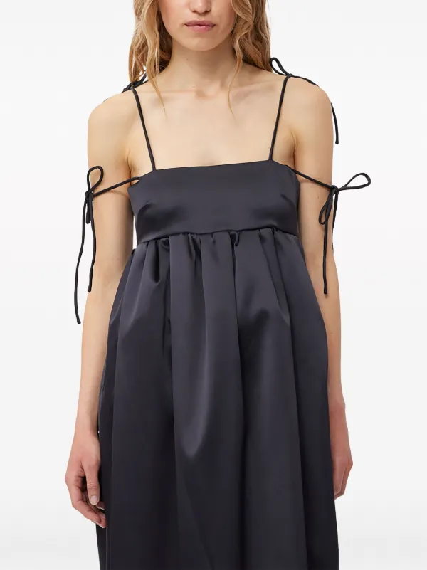 GANNI ノースリーブ サテンマキシドレス | ブラック | FARFETCH JP