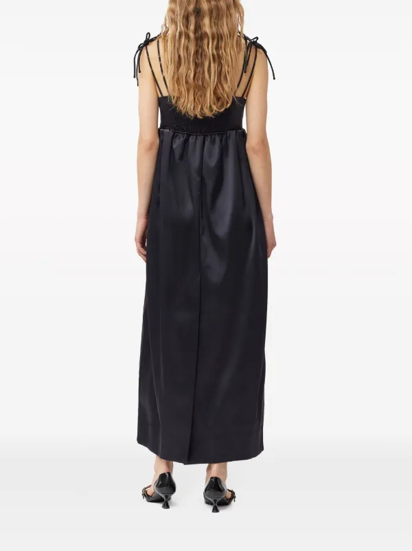 GANNI ノースリーブ サテンマキシドレス GANNI ノースリーブ サテンマキシドレス | ブラック | FARFETCH JP