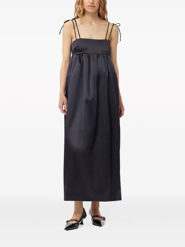 GANNI 24SS ノースリーブサテンマキシドレス GANNI ノースリーブ サテンマキシドレス | ブラック | FARFETCH JP