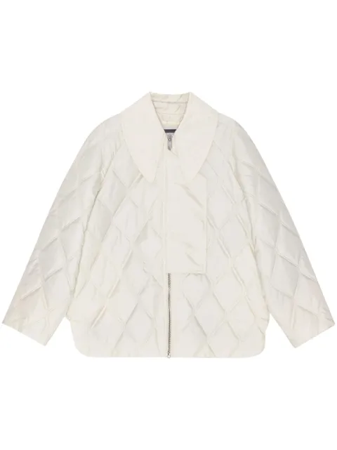 GANNI pointed-collar diamond quilting jacket 