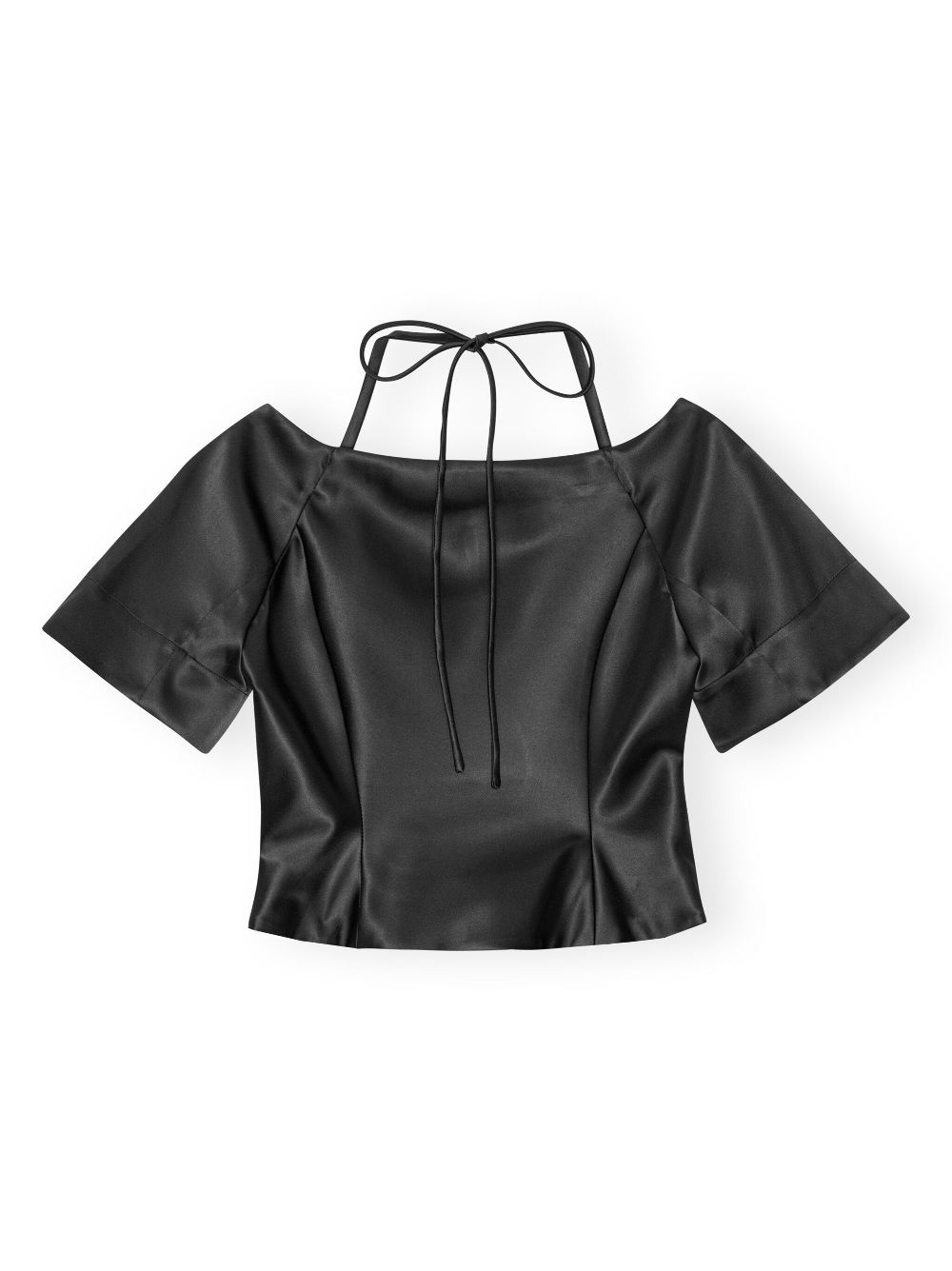 GANNI cropped satin blouse Women