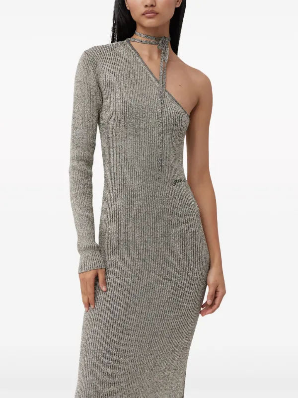 GANNI Sparkle one-sleeve Dress | Neutrals | FARFETCH