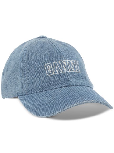 GANNI logo-embroidered denim baseball cap