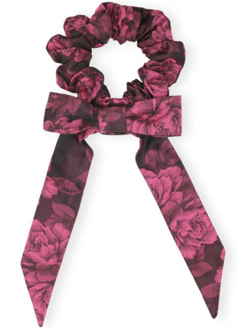 GANNI floral-print ruched scrunchie Women