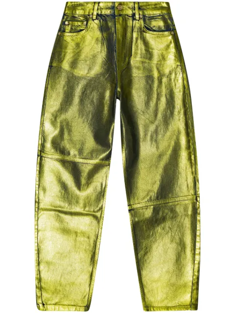 GANNI Stary foiled tapered jeans