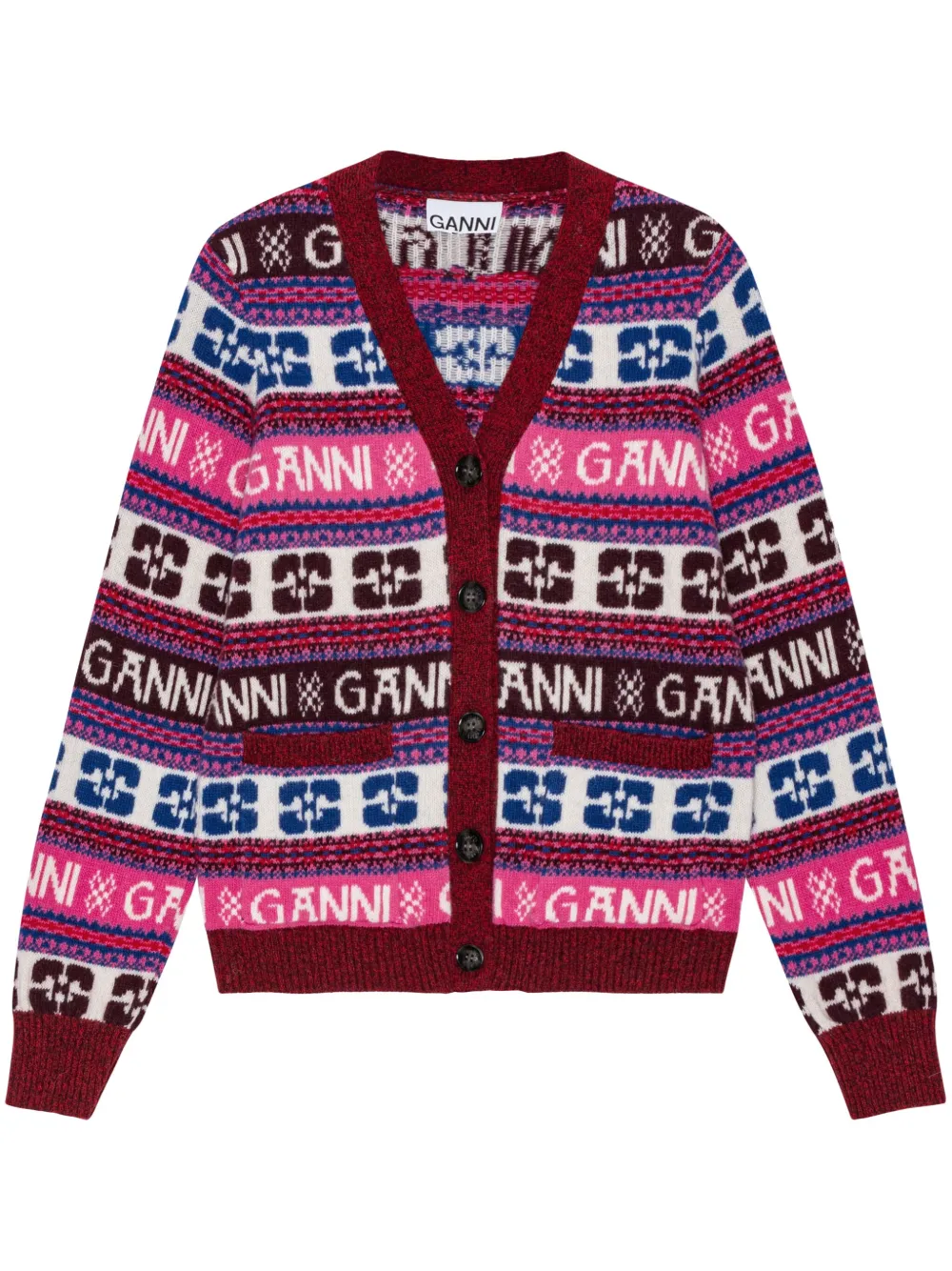 GANNI Vest met V-hals en logo Rood