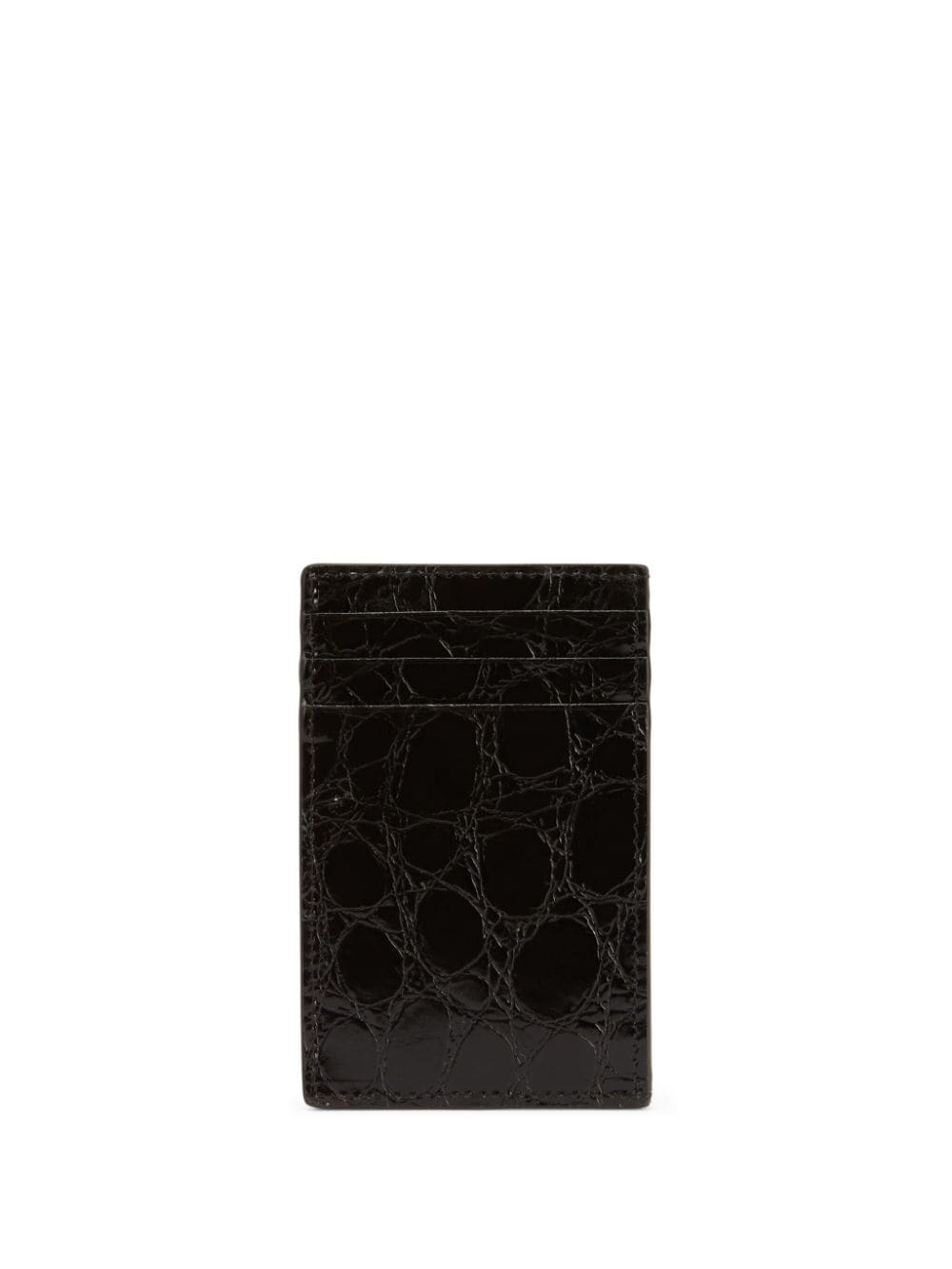 Shop Giuseppe Zanotti Albert Crinkled Leather Cardholder In 黑色