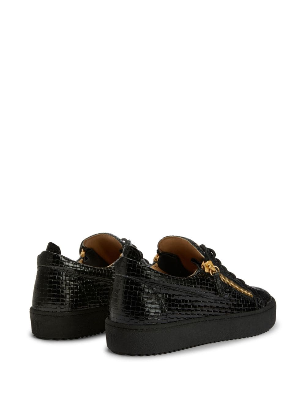 Shop Giuseppe Zanotti Frankie Woven Leather Sneakers In Black