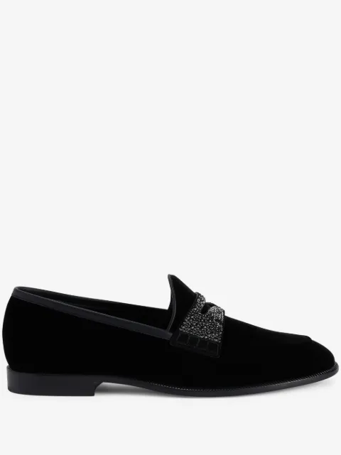 Giuseppe Zanotti Ermy rhinestone-detail velvet loafers
