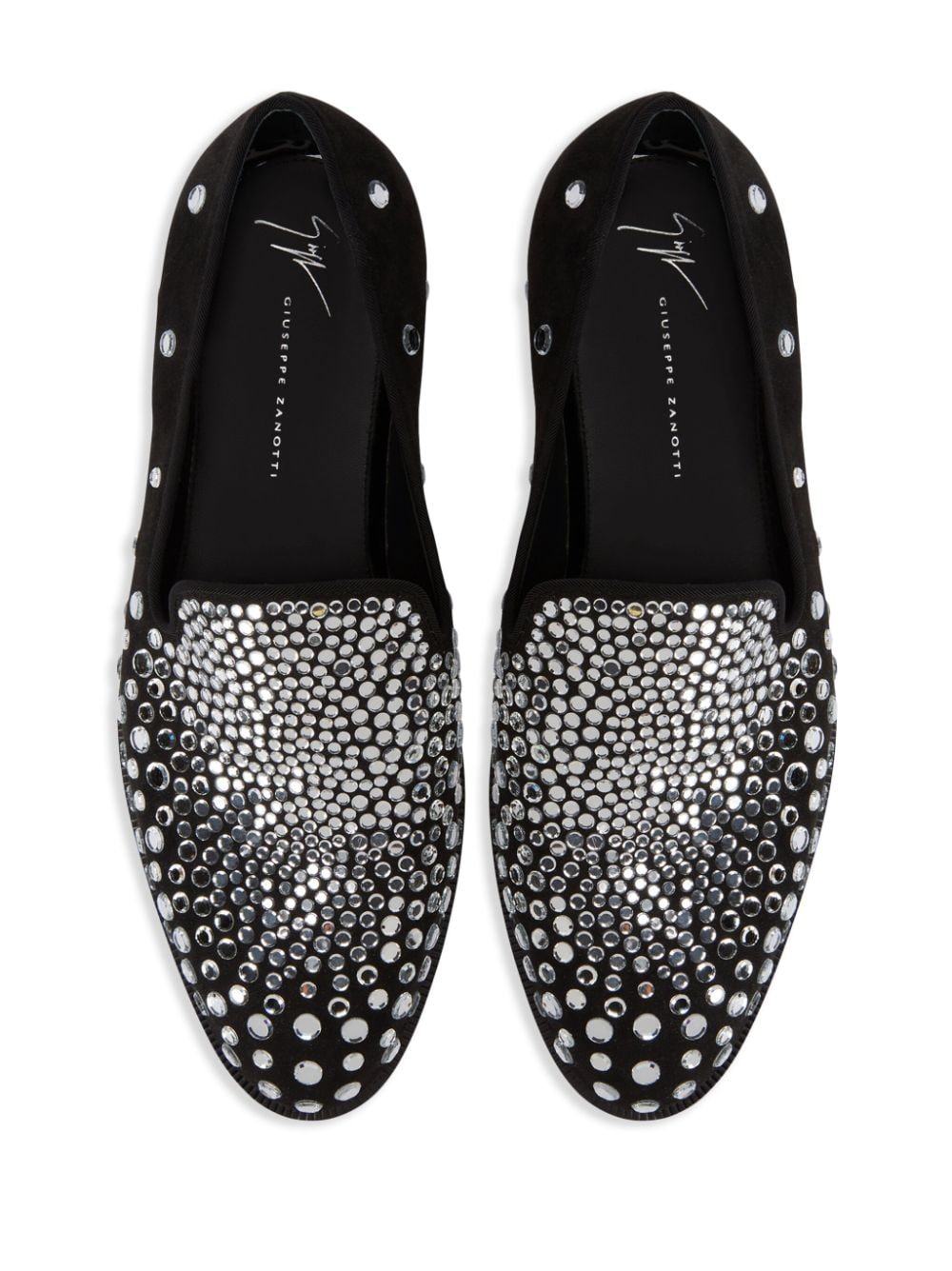 Shop Giuseppe Zanotti Peghasus Crystal-embellished Loafers In Black