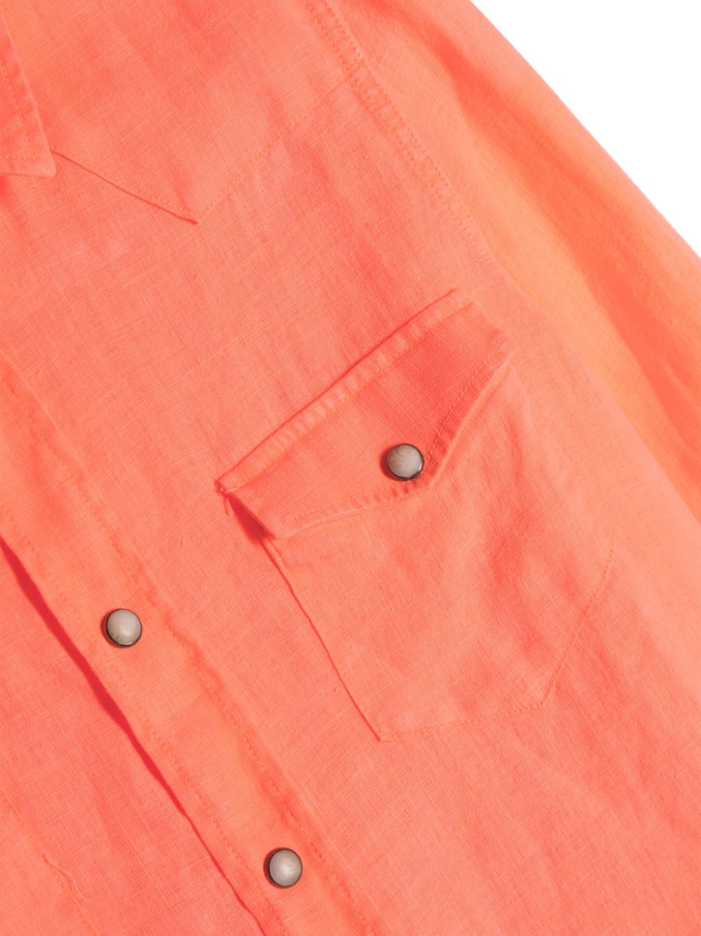 Shop Mc2 Saint Barth Long-sleeve Linen Shirt In Orange
