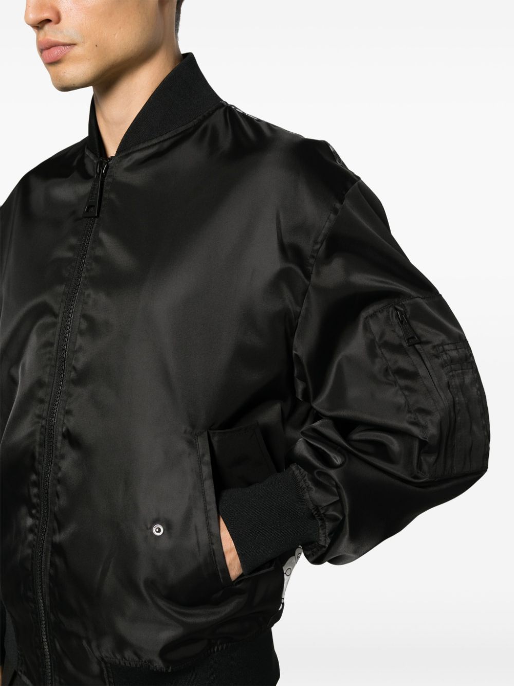 Shop Versace Jeans Couture Baroque-print Bomber Jacket In Black