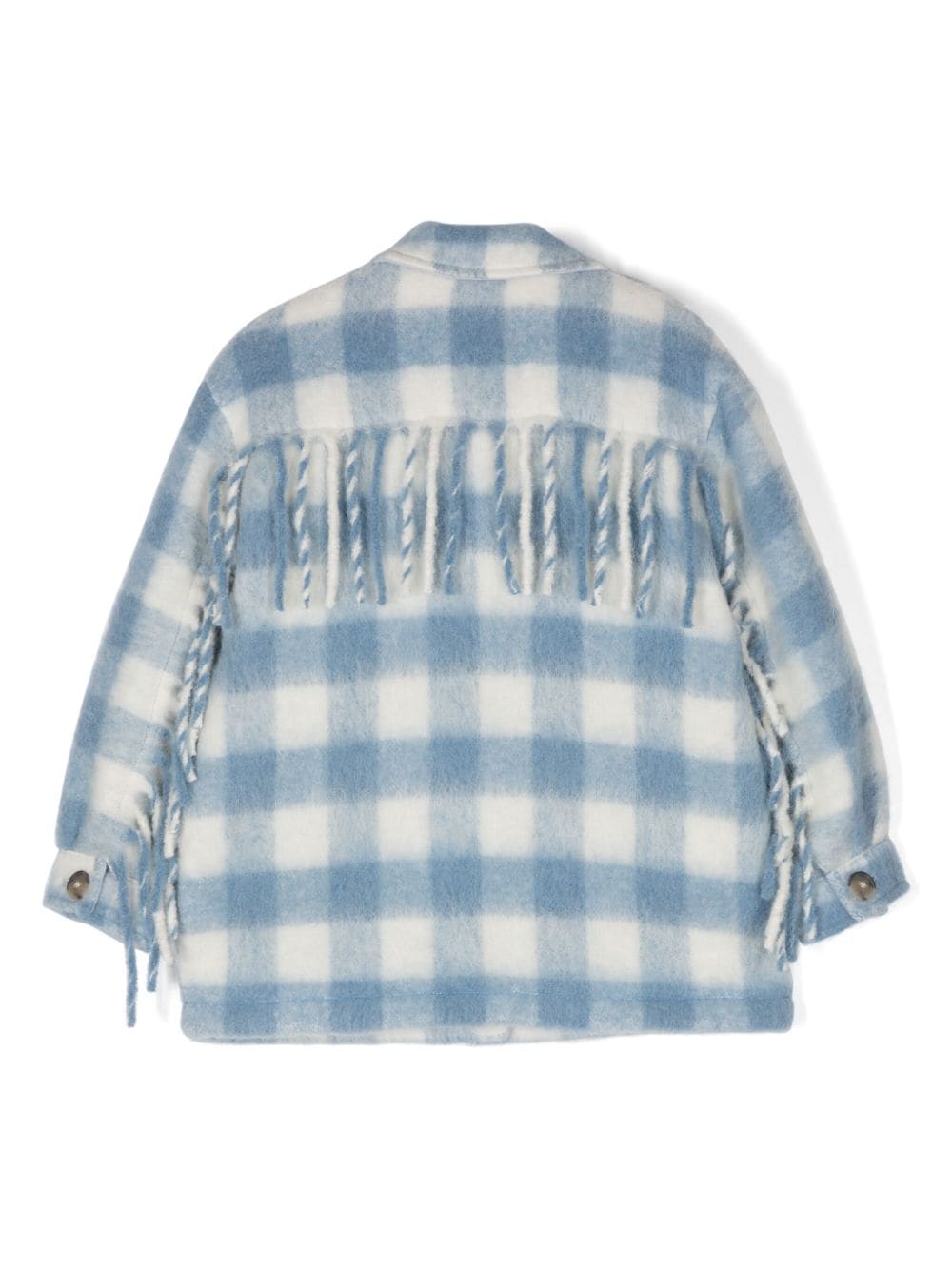 Shop Mc2 Saint Barth Marceline Fringed-detail Check-print Shirt Jacket In Blue
