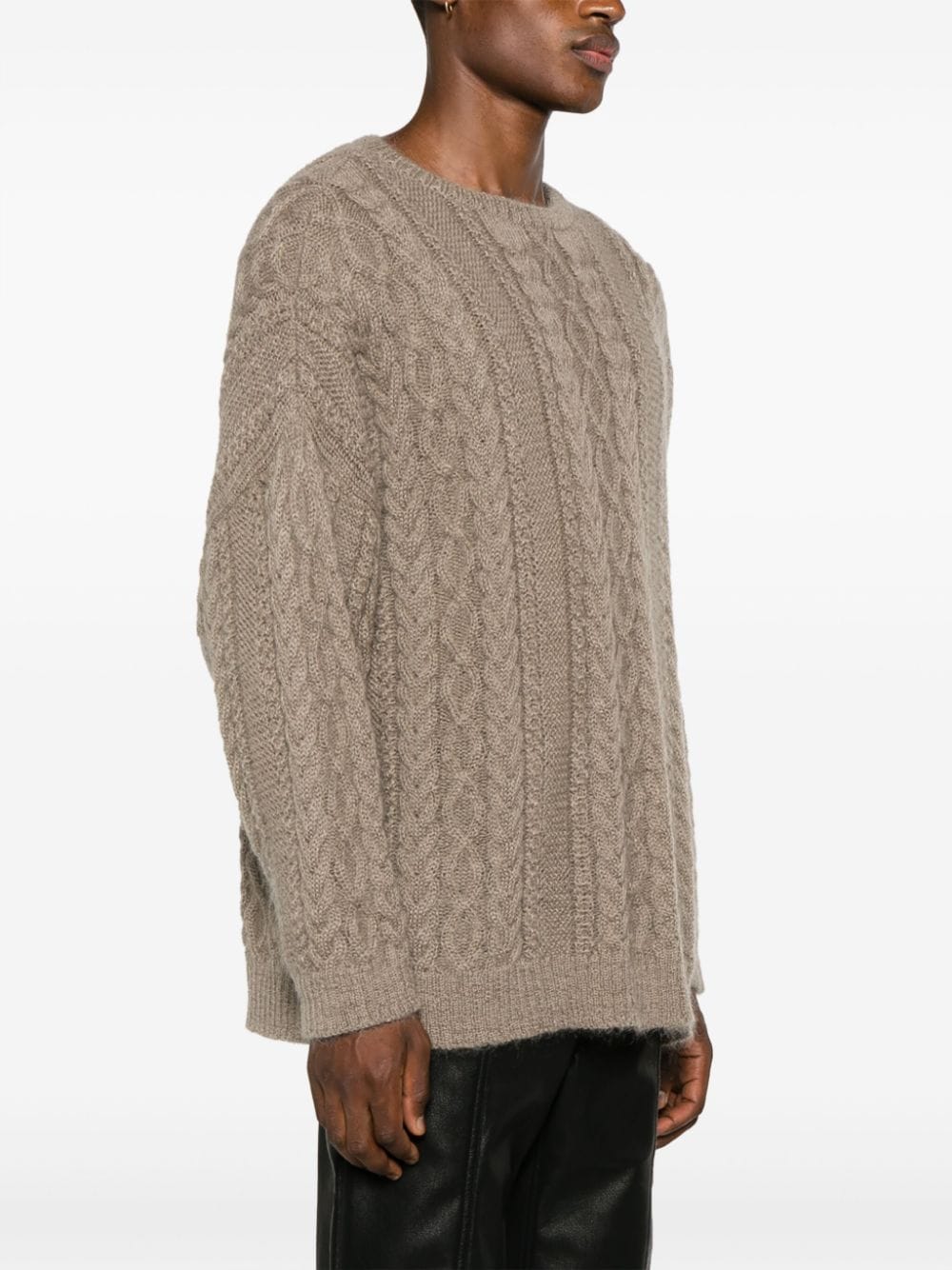 Shop Undercover Cable-knit Crew-neck Jumper In Brown