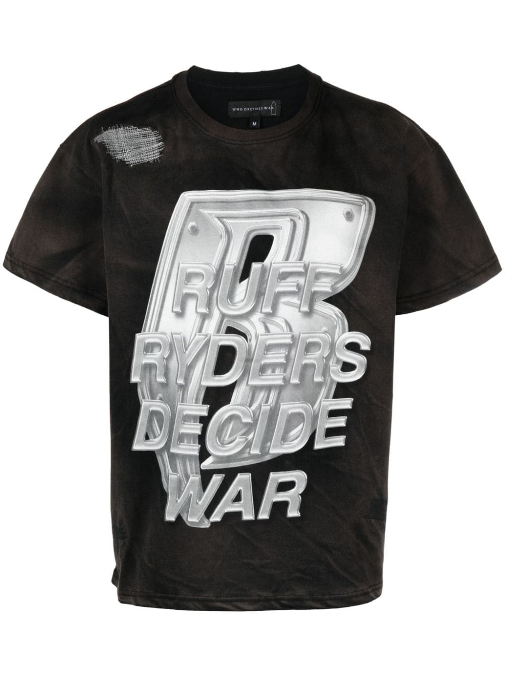 Who Decides War T-shirt met print Zwart