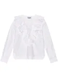 GANNI ruffle collar organic cotton blouse - White