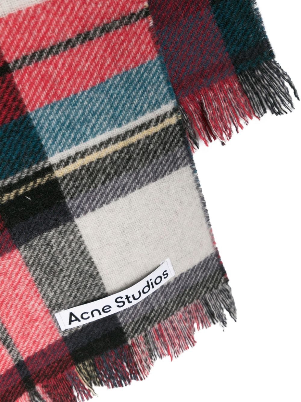 Shop Acne Studios Tartan-print Wool Scarf In Red