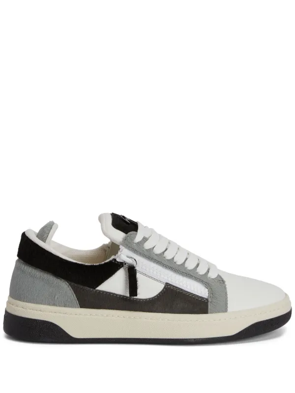 Giuseppe Zanotti Black and White Athletic Shoes with Color-Block Design Giuseppe Zanotti Leather Colorblock Pattern Sneakers - Black  main image 4